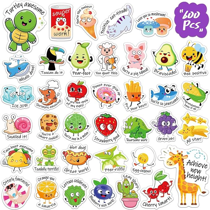 600PCS Punny Teacher Stickers for Students, Funny Teacher Reward Stickers for Kids Classroom Supp... | Amazon (US)