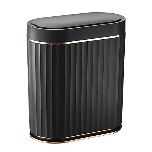 Black Bathroom Trash Can with Lid - ELPEHCO 2 Gallon Sensor Trash Bin, Automatic Narrow Garbage C... | Amazon (US)