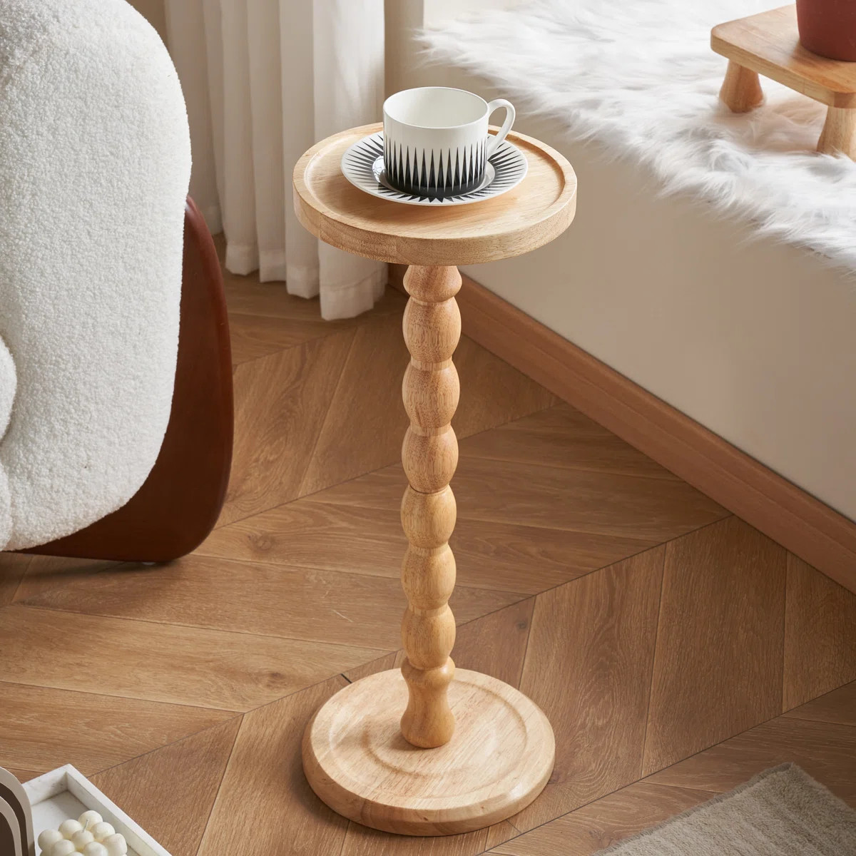 Solid Wood Round End Table,Pedestal Drink Table, Tall Plant Stand | Wayfair North America