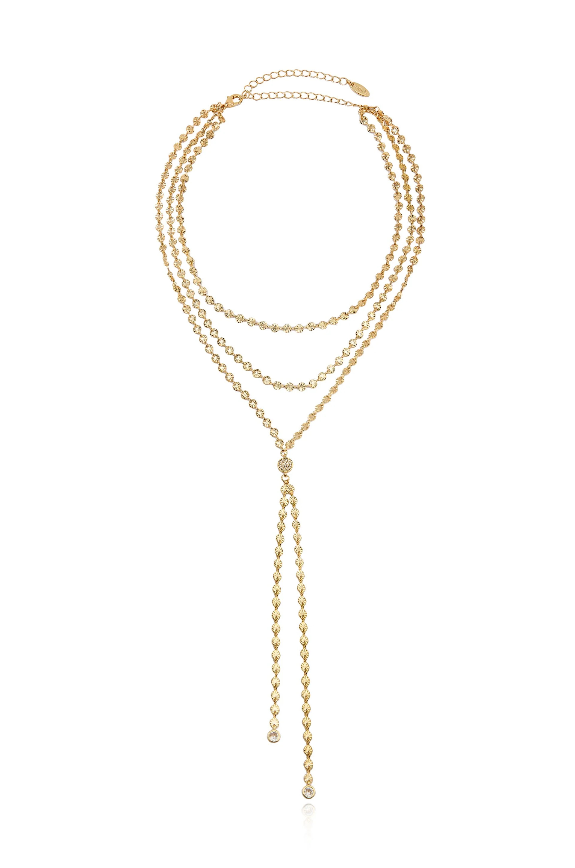 Royal Layered 18k Gold Plated Chain Lariat Necklace | Ettika