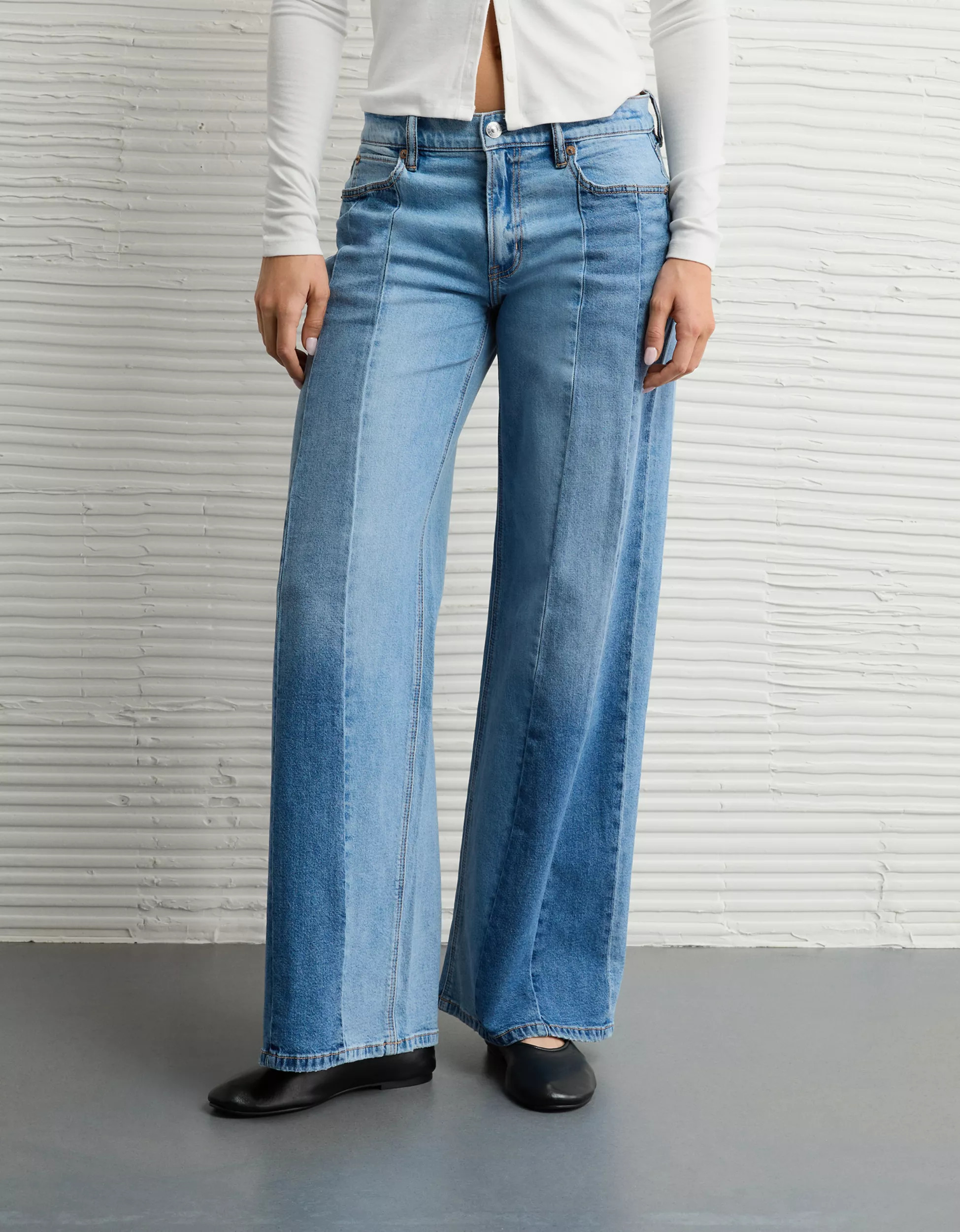 AE Stretch Patchwork Low-Rise Ultra Wide-Leg Jean | American Eagle Outfitters (US & CA)