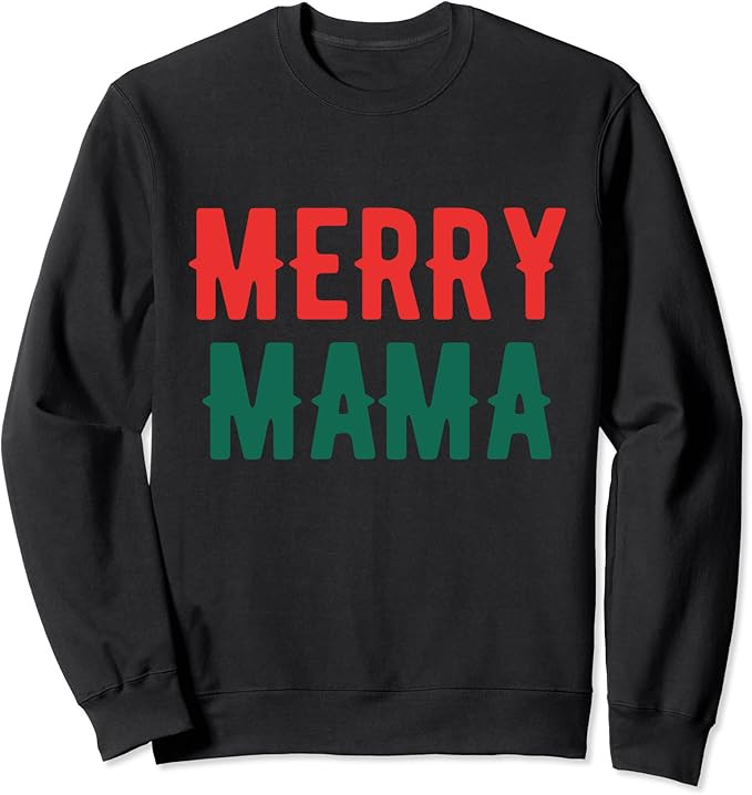 Merry Mama Christmas New Mom Gift Christ Outfit Holiday Sweatshirt | Amazon (US)