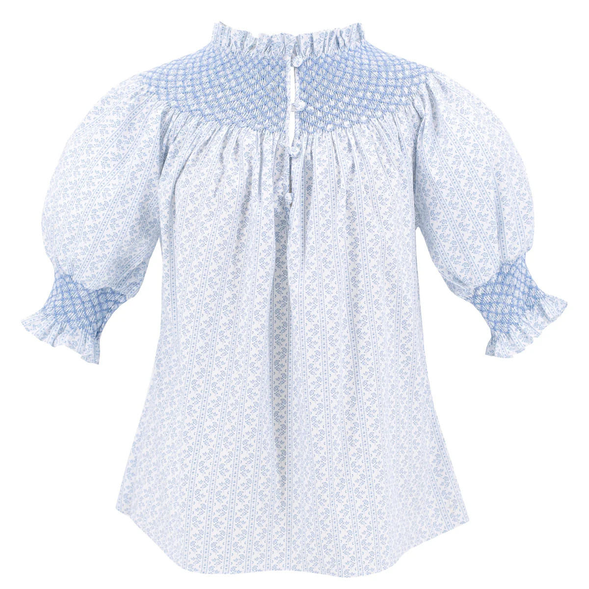 Women's Alice Shirt - Blue Floral Stripe | Dondolo