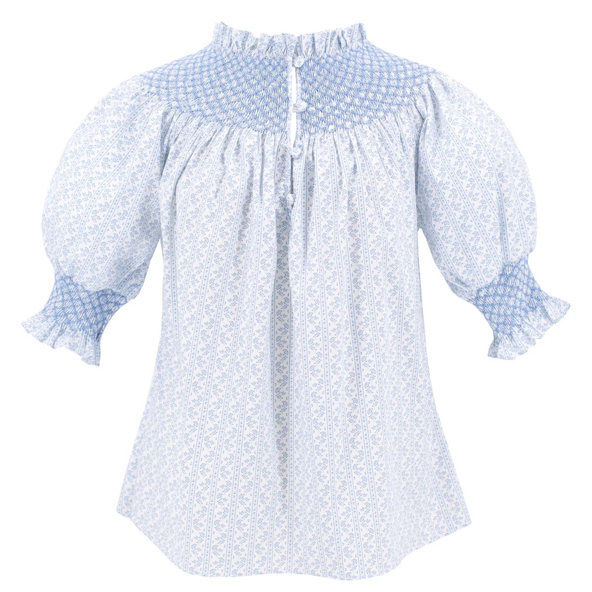 Women's Alice Shirt - Blue Floral Stripe | Dondolo