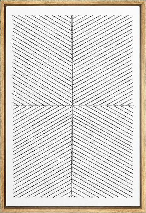 IDEA4WALL Framed Canvas Print Wall Art Black White Geometric Line Cross Landscape Abstract Shapes... | Amazon (US)
