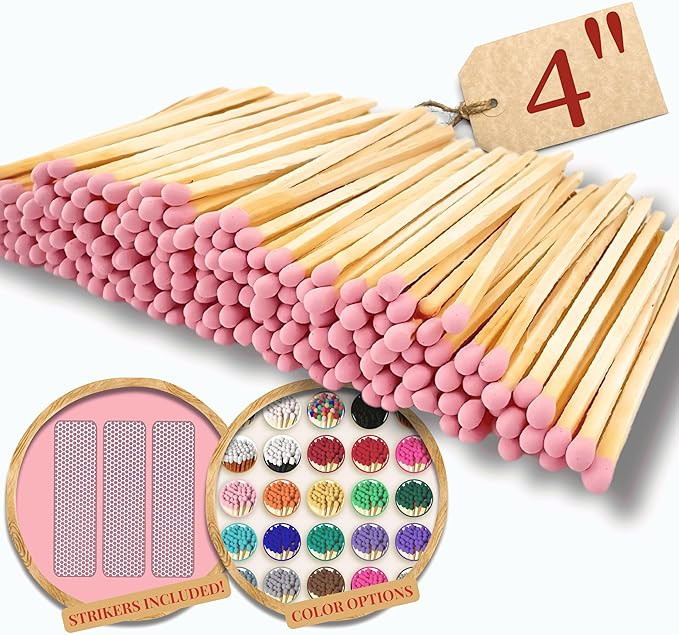 4" Long Color Matches (100 Count) | Colorful Loose 4 Inch Wooden Safety Match Sticks for Candle D... | Amazon (US)