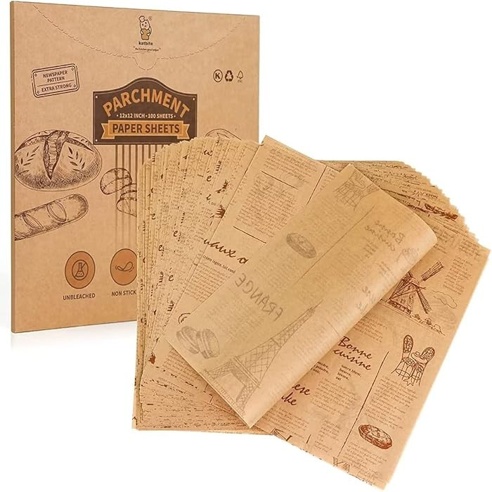 Katbite 100 Pcs Sandwich Wrapping Paper, 12x12 inch Food Basket Liners, Grease Proof & Non-stick ... | Amazon (US)