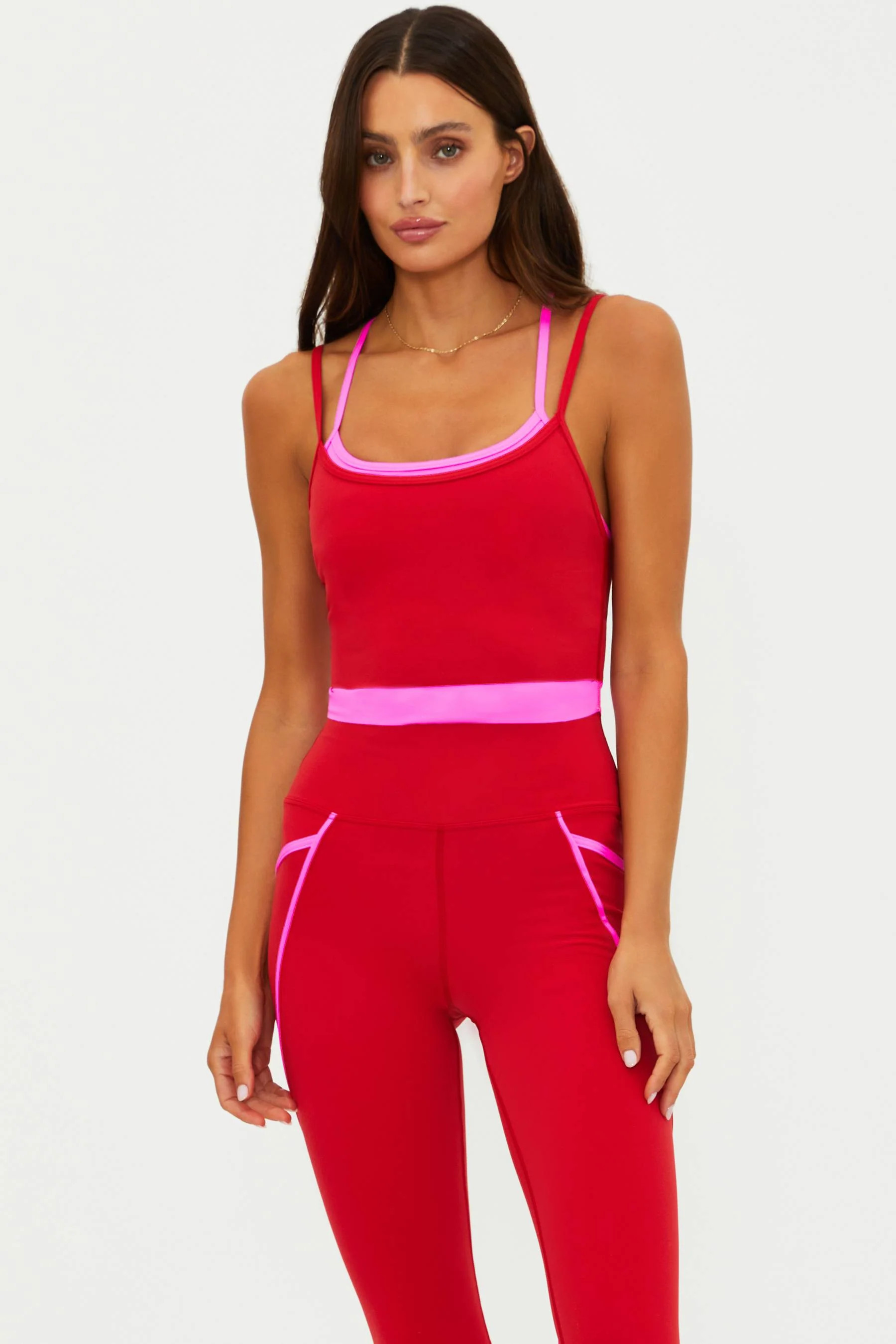 Vinny Top Royal Red Matte | Red & Pink Cropped Active Tank | Beach Riot | Beach Riot