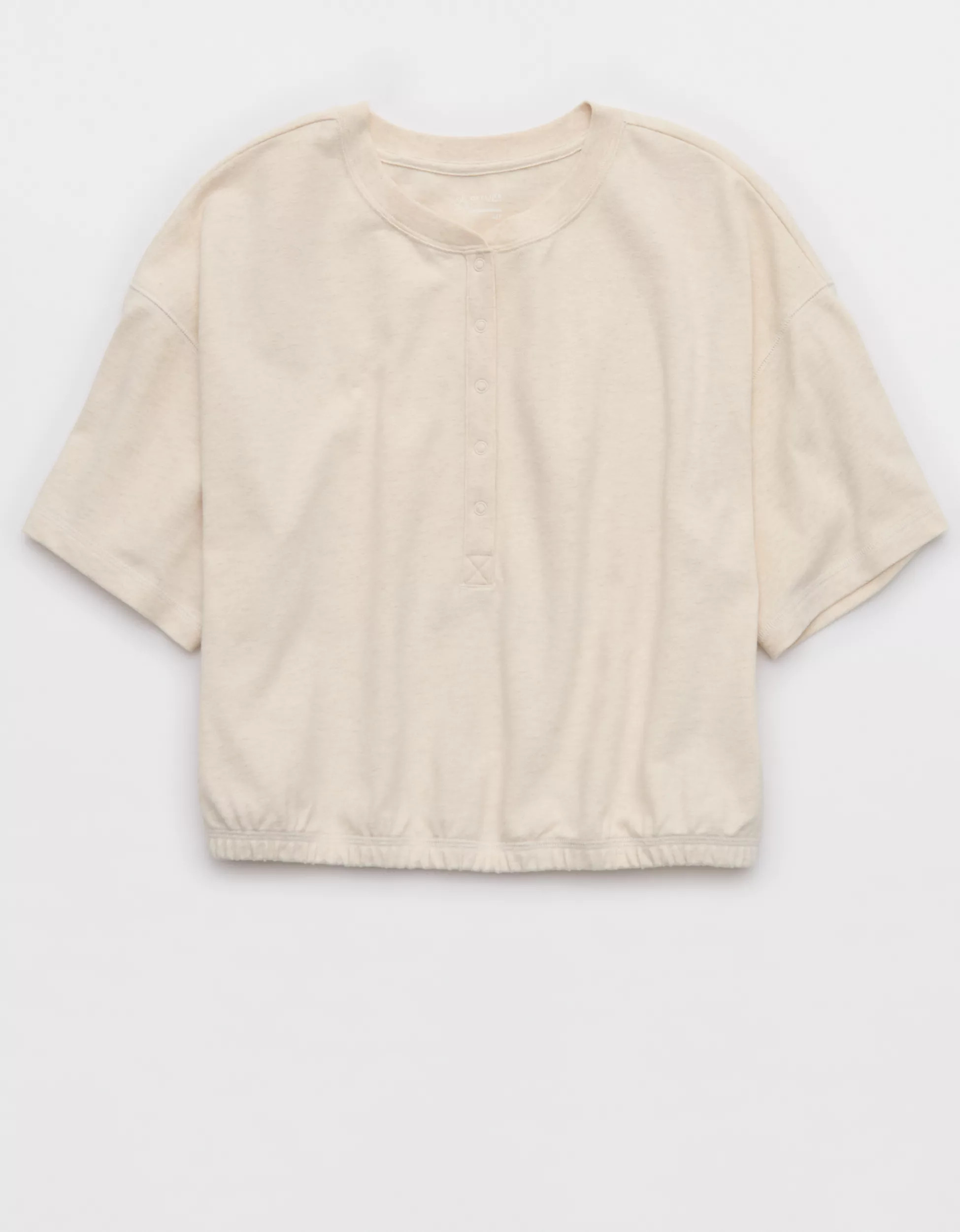 OFFLINE By Aerie Pique Henley Short Sleeve T-Shirt | American Eagle Outfitters (US & CA)