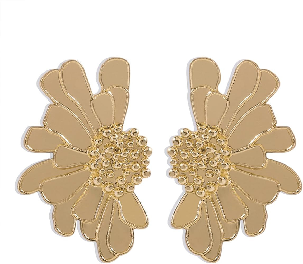 Bohemian Large Big Flower Dangle Drop Earrings Unique Charm Gold Tone Stud Earrings Vintage Chic ... | Amazon (US)