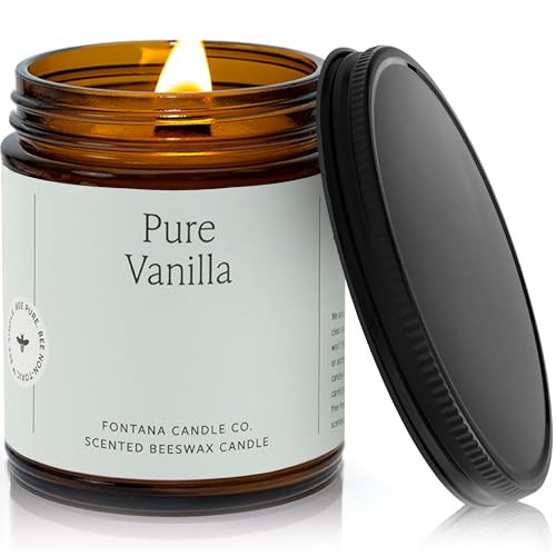 Fontana Candle Co Wood Wick Beeswax Jar Candles, Pure Vanilla - Made with Coconut Oil & Pure Essential Oils – Clean Burn, Long Lasting and Non-Toxic Candles for Home & Room Decor | Amazon (US)