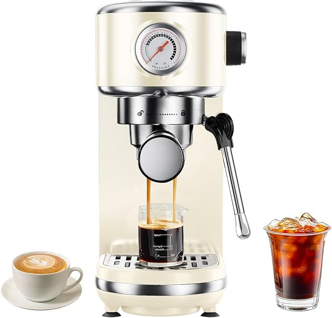 20 Bar Espresso Machine with Milk Frother, Compact Espresso Maker, Stainless Steel Coffee Machine... | Amazon (US)