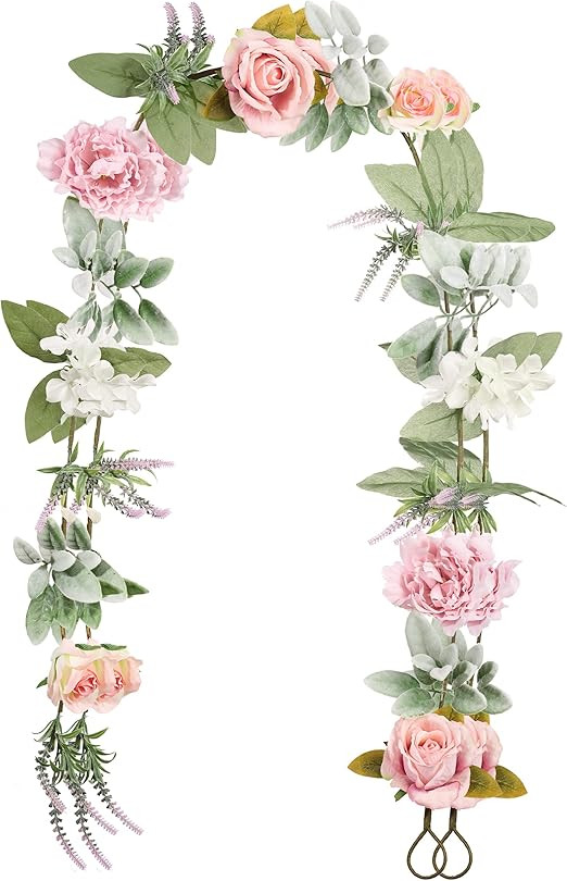 Valery Madelyn 2 PCS 6Ft Rose Spring Flower Garland, Artificial Peony Floral Garland for Wedding ... | Amazon (US)