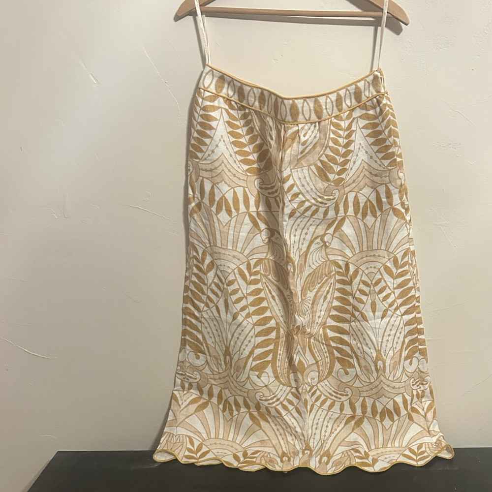 FARM Rio Cream and Gold Euroflax Premium Midi Skirt | Poshmark