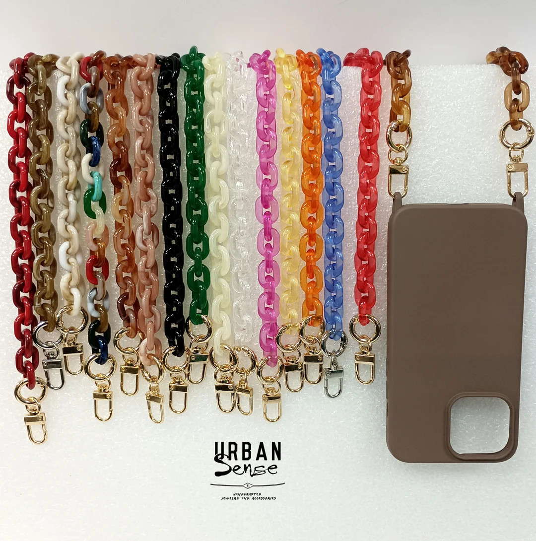 Colorful Chain Phone Lanyard: Crossbody Phone Necklace, Customizable Length - Etsy | Etsy (US)