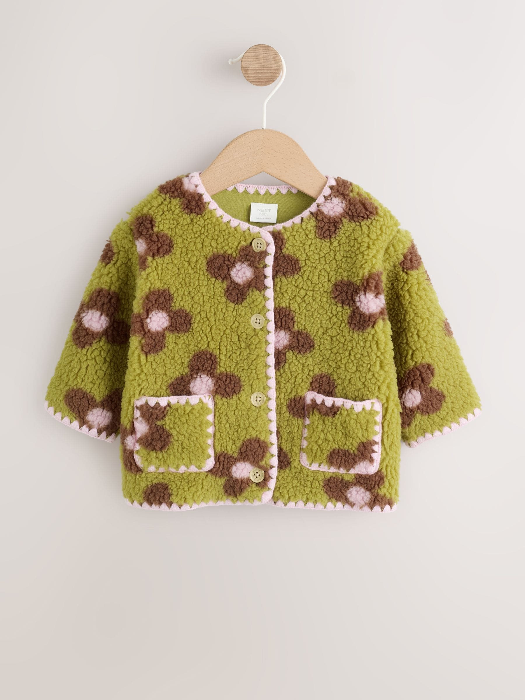 next Citrine Floral Borg Button Through Baby Jacket (0mths-2yrs) | Next US