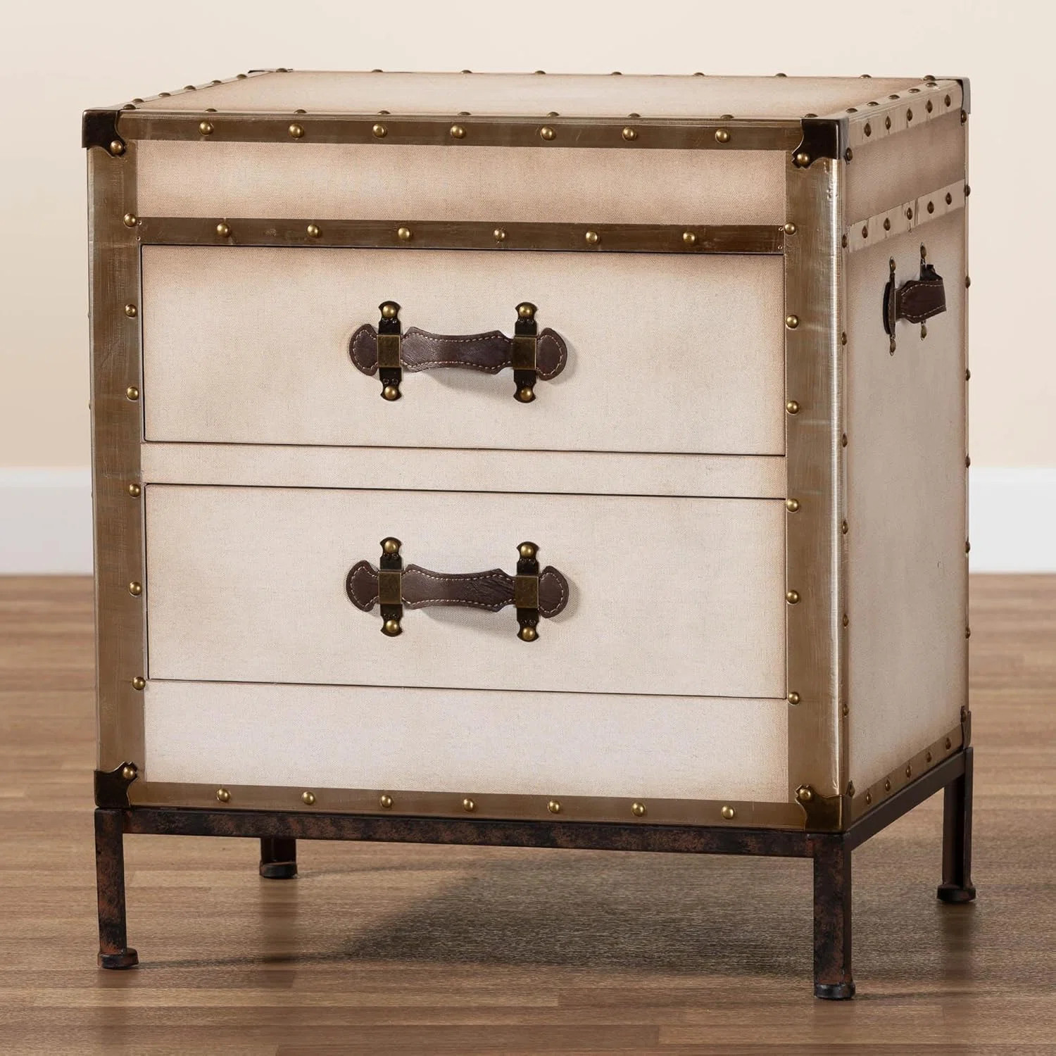 Studio Laura Canvas Trunk End Table, 2-Drawer, Beige | Wayfair North America