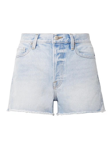 FRAME - Rigid Re-release Le Original Distressed Denim Shorts - Light denim | NET-A-PORTER (US)
