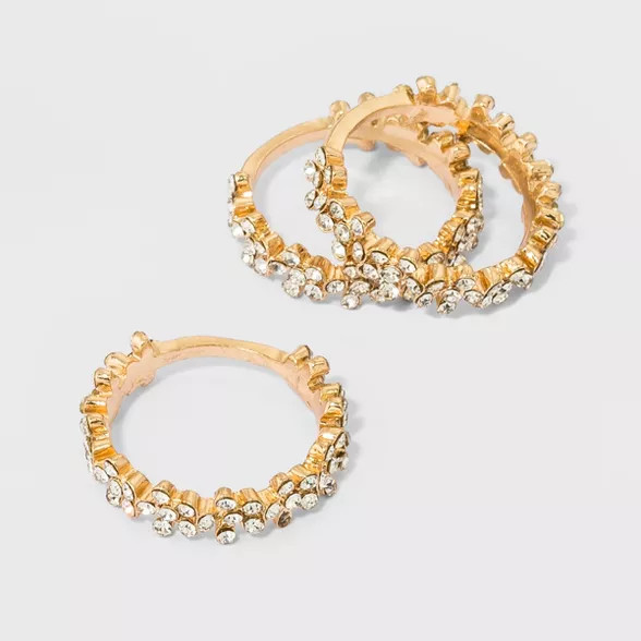 Crystal Floral Bands 3pc - A New Day™ Gold | Target