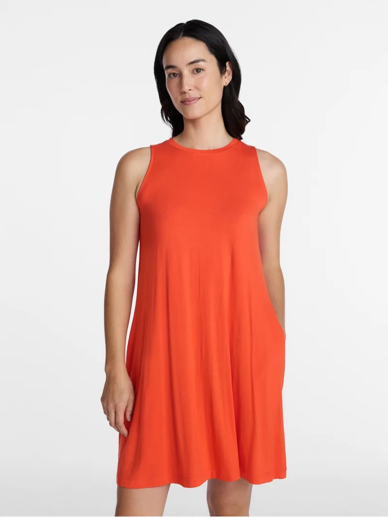 Time and Tru Women\u2019s Sleeveless Knit Swing Dress, Sizes XS-XXXL | Walmart (US)