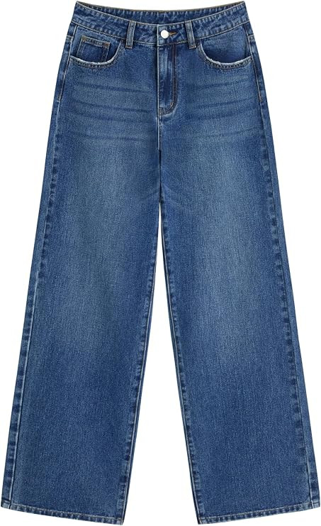 CIDER Womens Straight Leg Jeans Mid Waist Long Length Non Stretch Regular Fit Denim Pants for Wom... | Amazon (US)