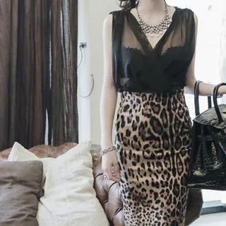 High-Waist Leopard Pencil Skirt | YesStyle Global