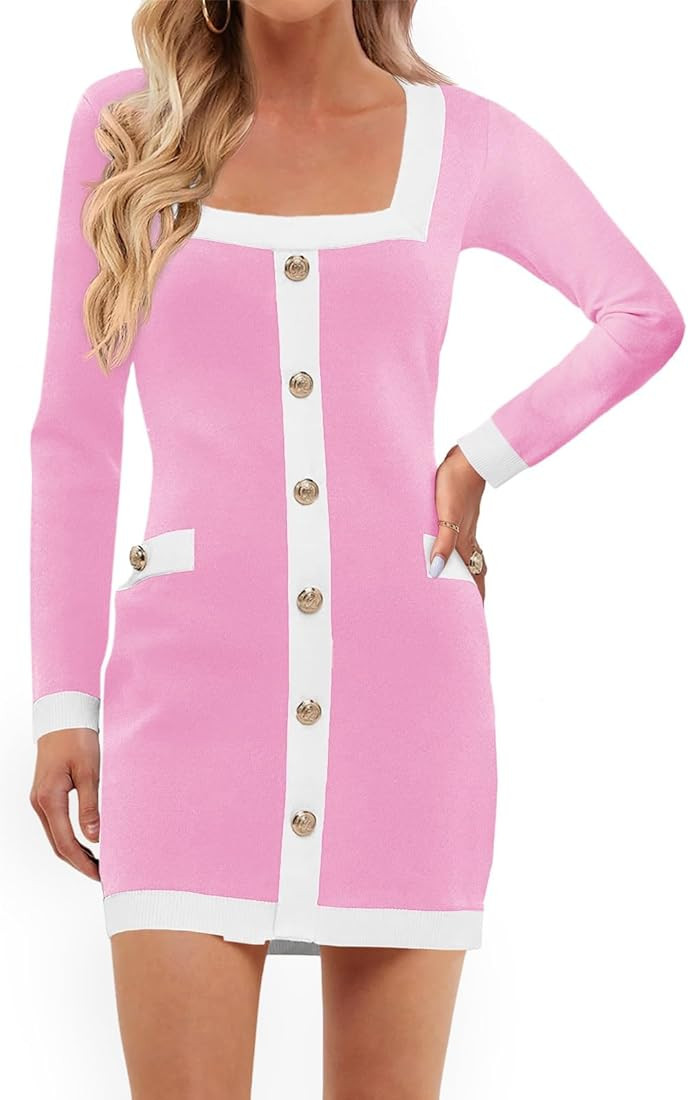 Cicy Bell Womens Sweater Mini Dress Long Sleeve Knitted Bodycon Elegant Business Formal Dresses | Amazon (US)