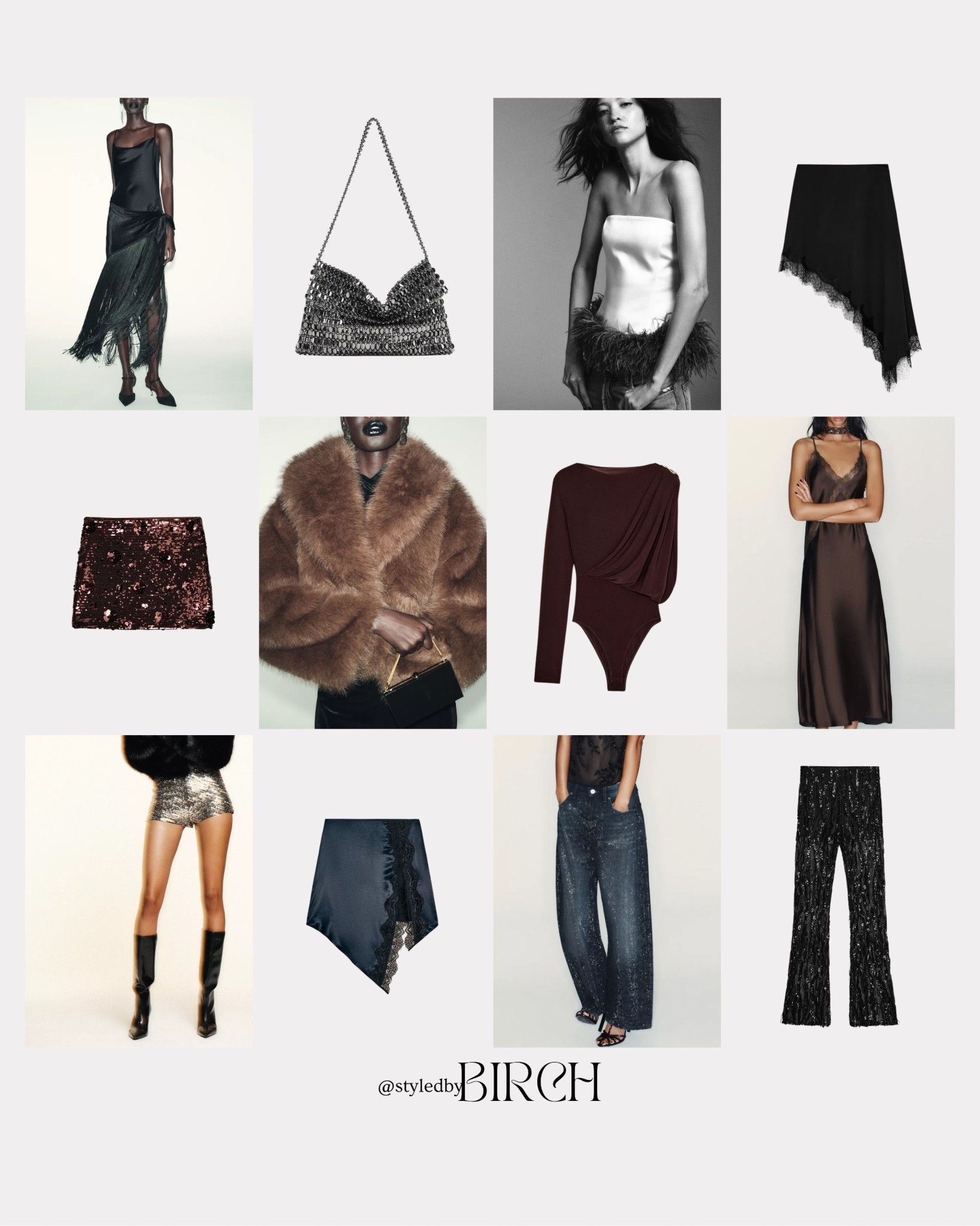 When it comes to last minute partywear, Zara always comes through ✨Those reliable show stopper pieces that save the night and turn heads every time.

Fringed satin slip dress, Chain strap embellished mini bag, Feather trim strapless top, Lace trim asymmetric skirt, Sequin mini skirt, Faux fur statement coat, One shoulder draped bodysuit, Sheer slip maxi dress, Metallic sequin shorts, Lace trim asymmetric mini skirt, Wide leg glitter trousers, Sequin flared trousers

#LTKwinter #LTKfestive #LTKpartywear