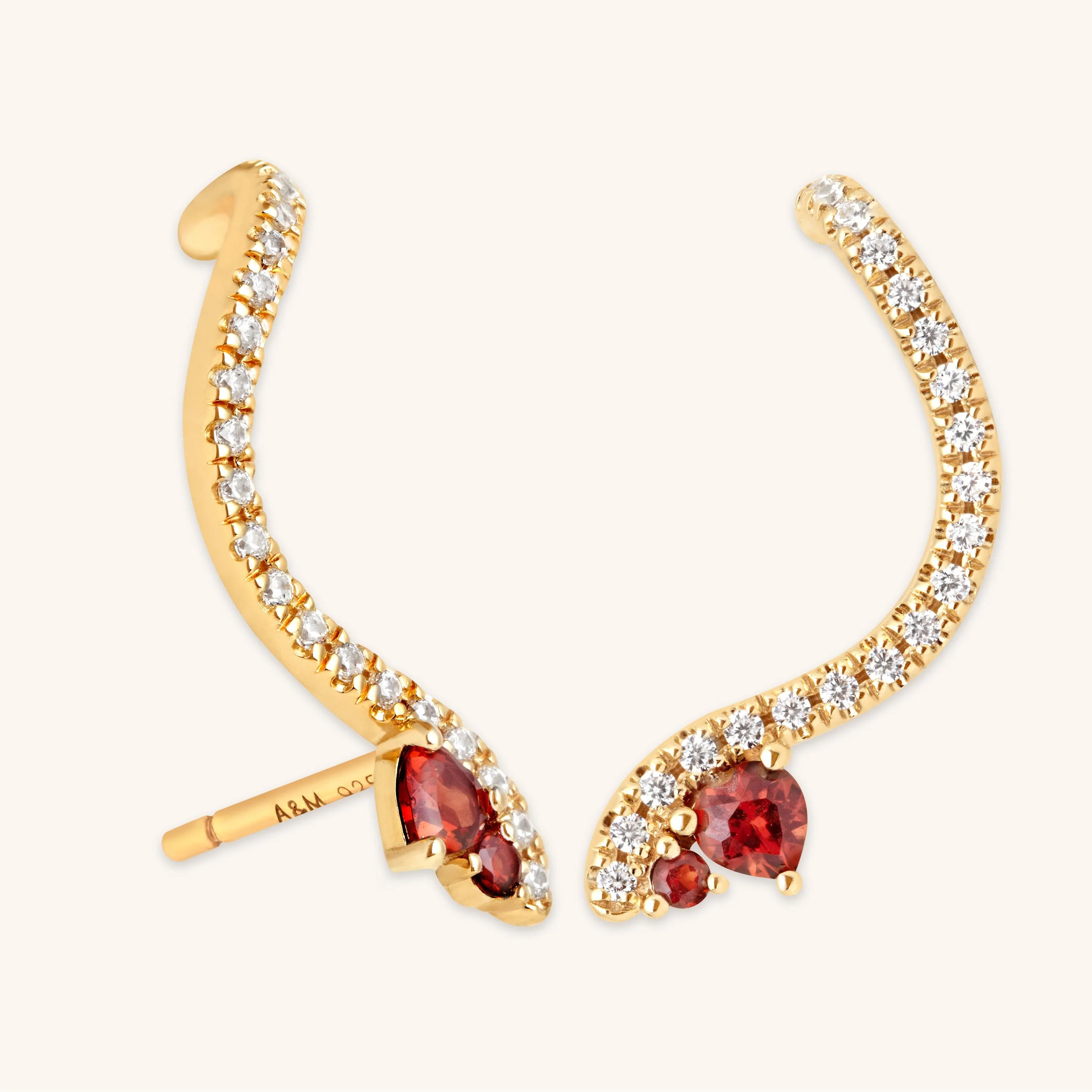 Garnet Serpent Gold Climber Studs | Astrid & Miyu | Astrid & Miyu US