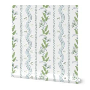 Fabric in Soft Blue and greens on white | Spoonflower
