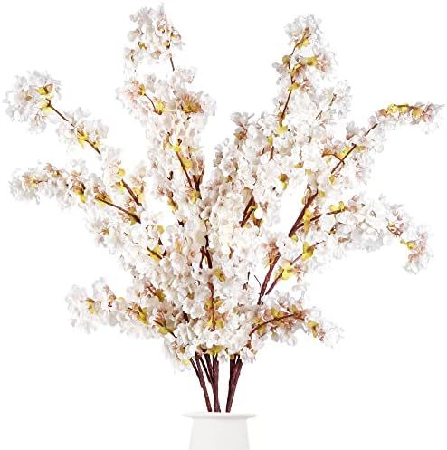 Sggvecsy Artificial Cherry Blossom Branches Faux Cherry Flowers 39 Inch Peach Branches Silk Tall Ste | Amazon (US)