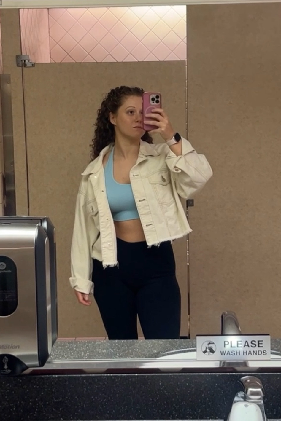 Obsessed with this denim jacket. It has a cute cropped oversized look that you can either dress up or dress down. I paired it with a sports bra and leggings for my “airport fit”  

Jacket: S
Leggings: 4   

#LTKStyleTip #LTKU #LTKFindsUnder50
