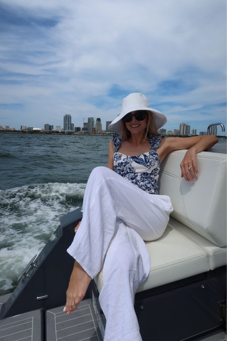 Boat day outfit / white pants / beach pants / vacation outfit / Florida outfit / white hat / yacht outfit 

#LTKSeasonal #LTKstyletip #LTKtravel