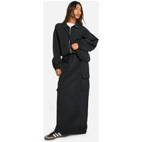 boohoo Women's Cargo Maxi Skirt in Black | Size: 4 | Nylon | boohoo (US & Canada)