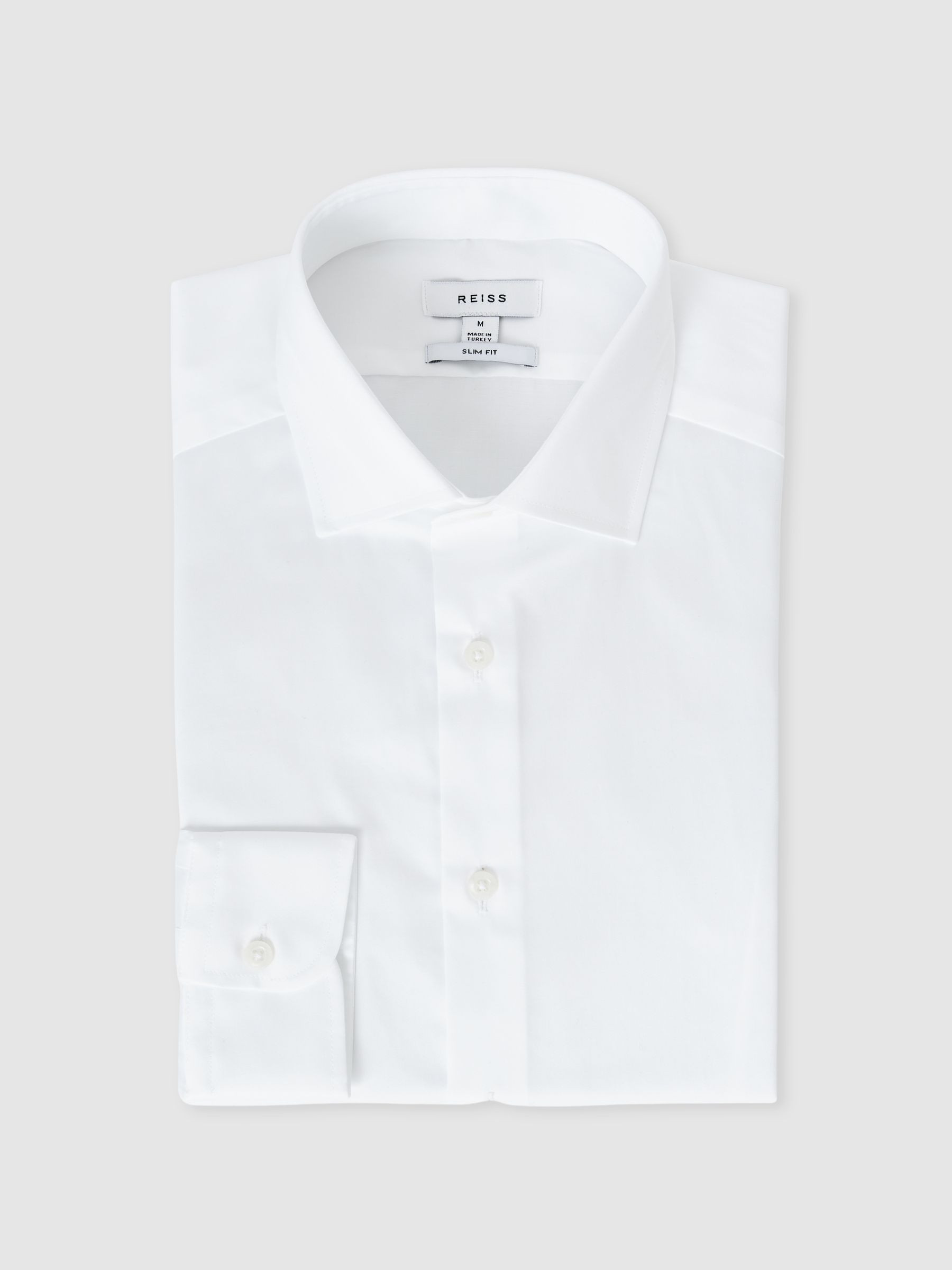 Cotton Sateen Shirt in White | Reiss UK