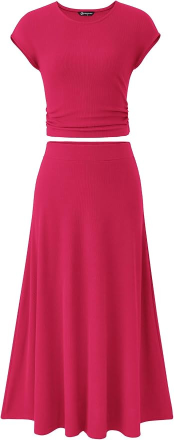 PRETTYGARDEN Two Piece Skirt Set for Women 2026 Summer Spring Dressy Casual Knit Travel Vacation ... | Amazon (US)