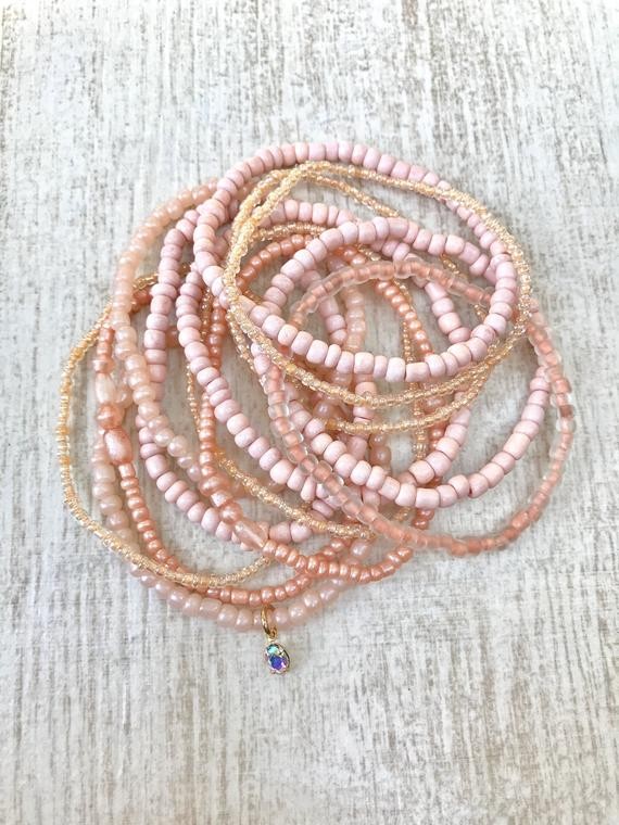 Harbour Island, Bracelet Stack, beaded bracelets, pink bracelets, seed beads | Etsy (US)