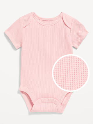 Unisex Short-Sleeve Waffle-Knit Bodysuit for Baby | Old Navy (US)