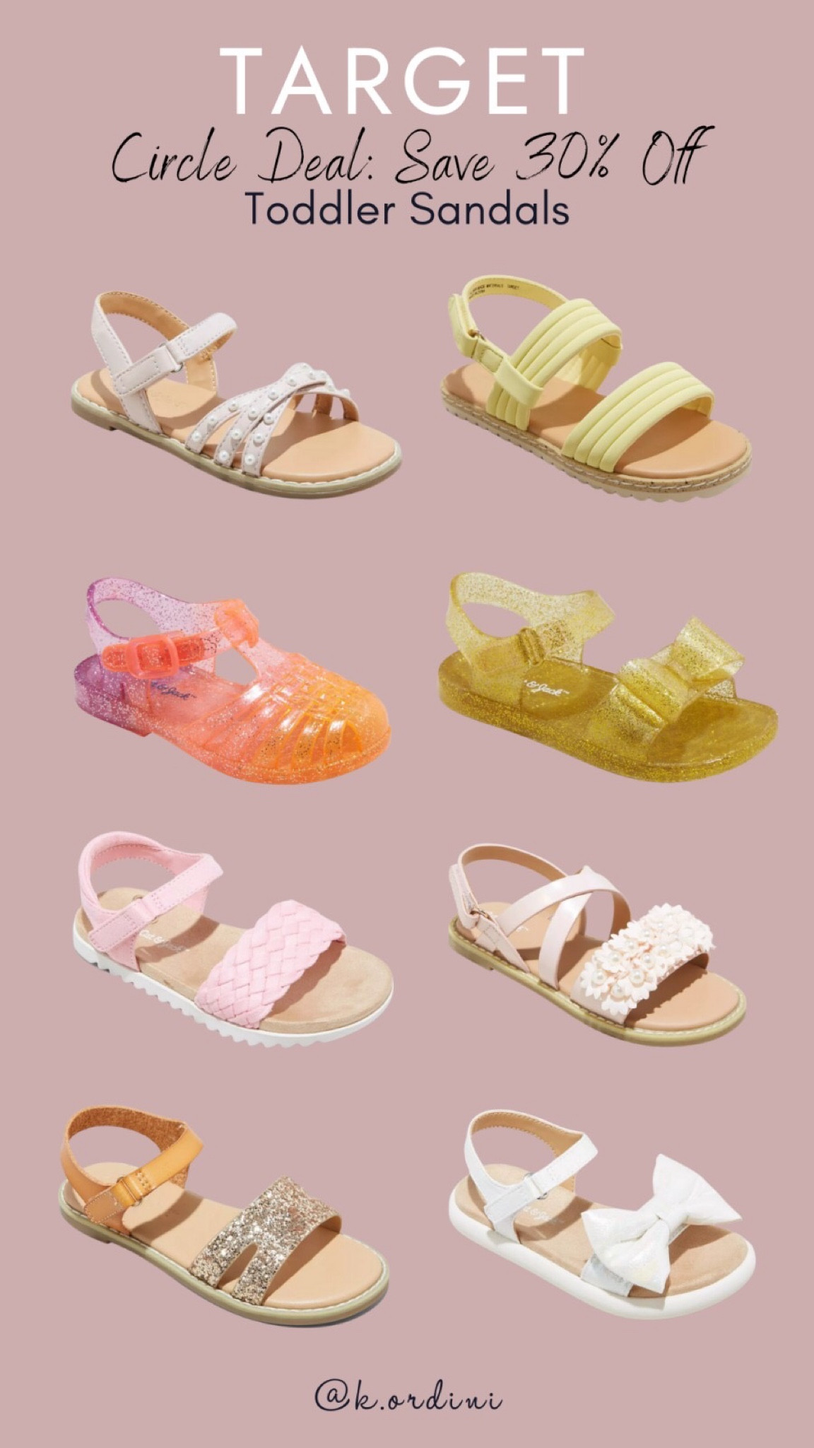 Step into savings with Target's Circle deal! Save 30% off on adorable sandals for toddlers! Get your little ones ready for summer adventures with these unbeatable deals! 

#TargetCircle #ToddlerSandals #SummerSavings #AdorableFeet #LittleFashionista #ToddlerStyle #SummerReady #KidsFashion #TargetFinds #SummerDeals

#LTKkids #LTKsalealert #LTKxTarget