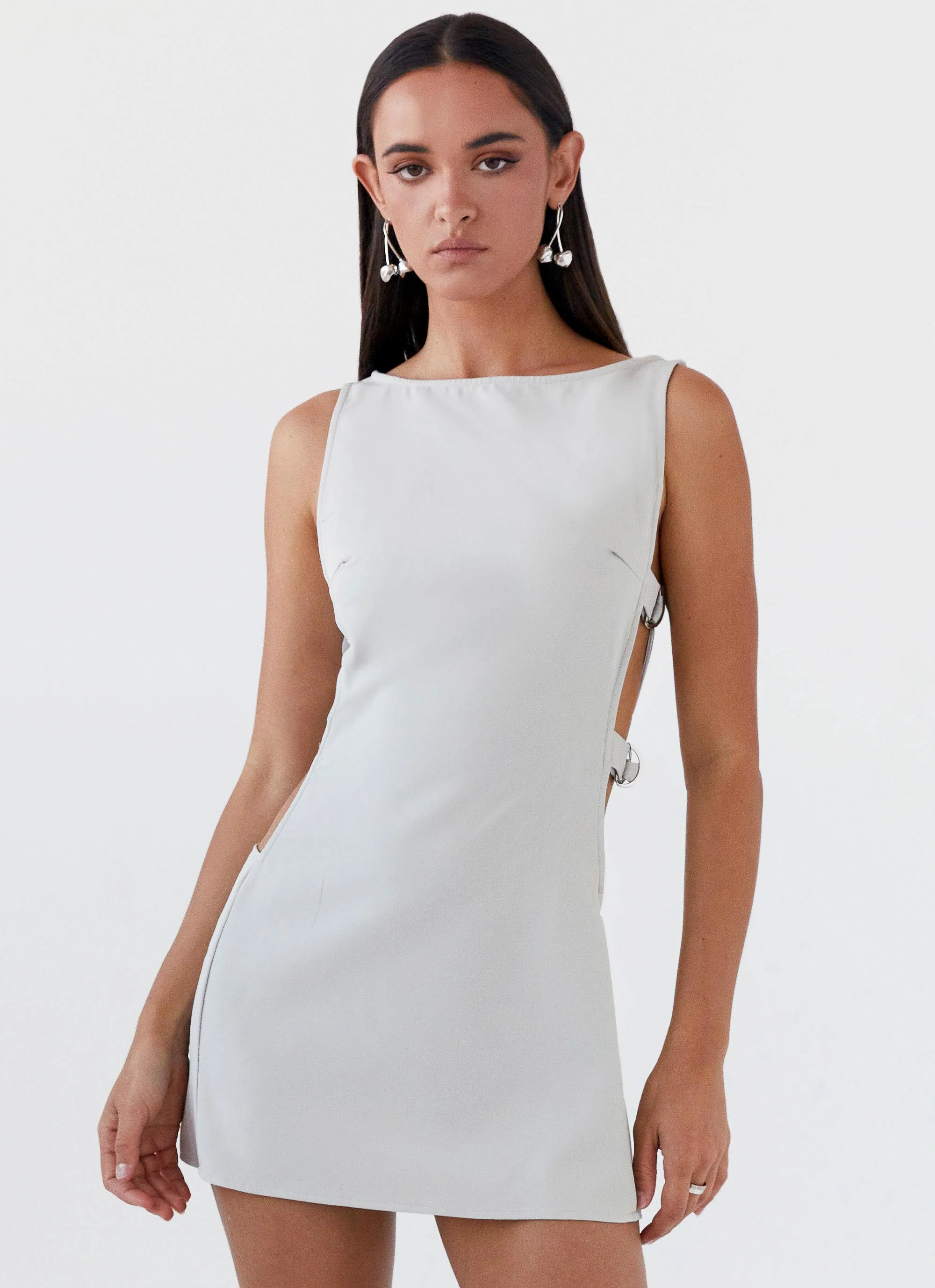Cherish You Buckle Mini Dress - Grey | Peppermayo (Global)