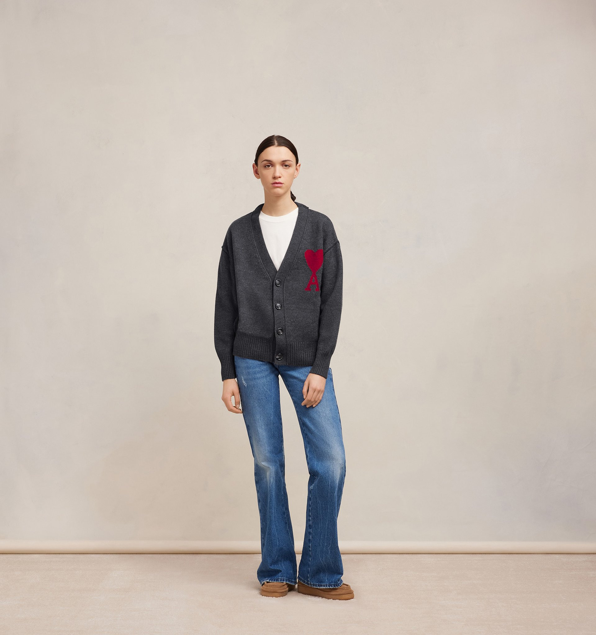 Red Ami de Coeur Cardigan | AMI Paris US