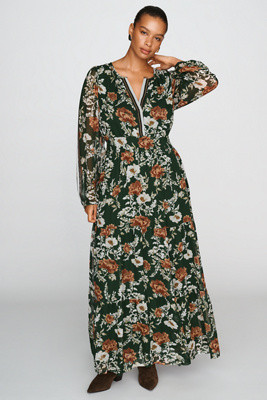 Somerset Chiffon Long Sleeve Maxi Dress | Anthropologie (US)