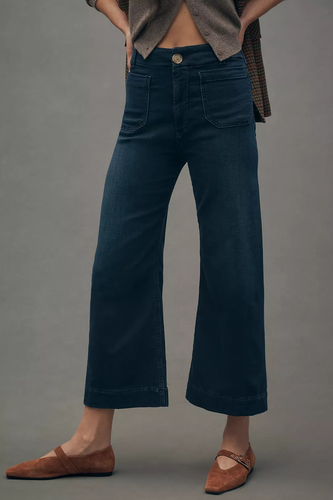 Colette Knit Crop High-Rise Wide-Leg Jeans by Maeve | Anthropologie (US)