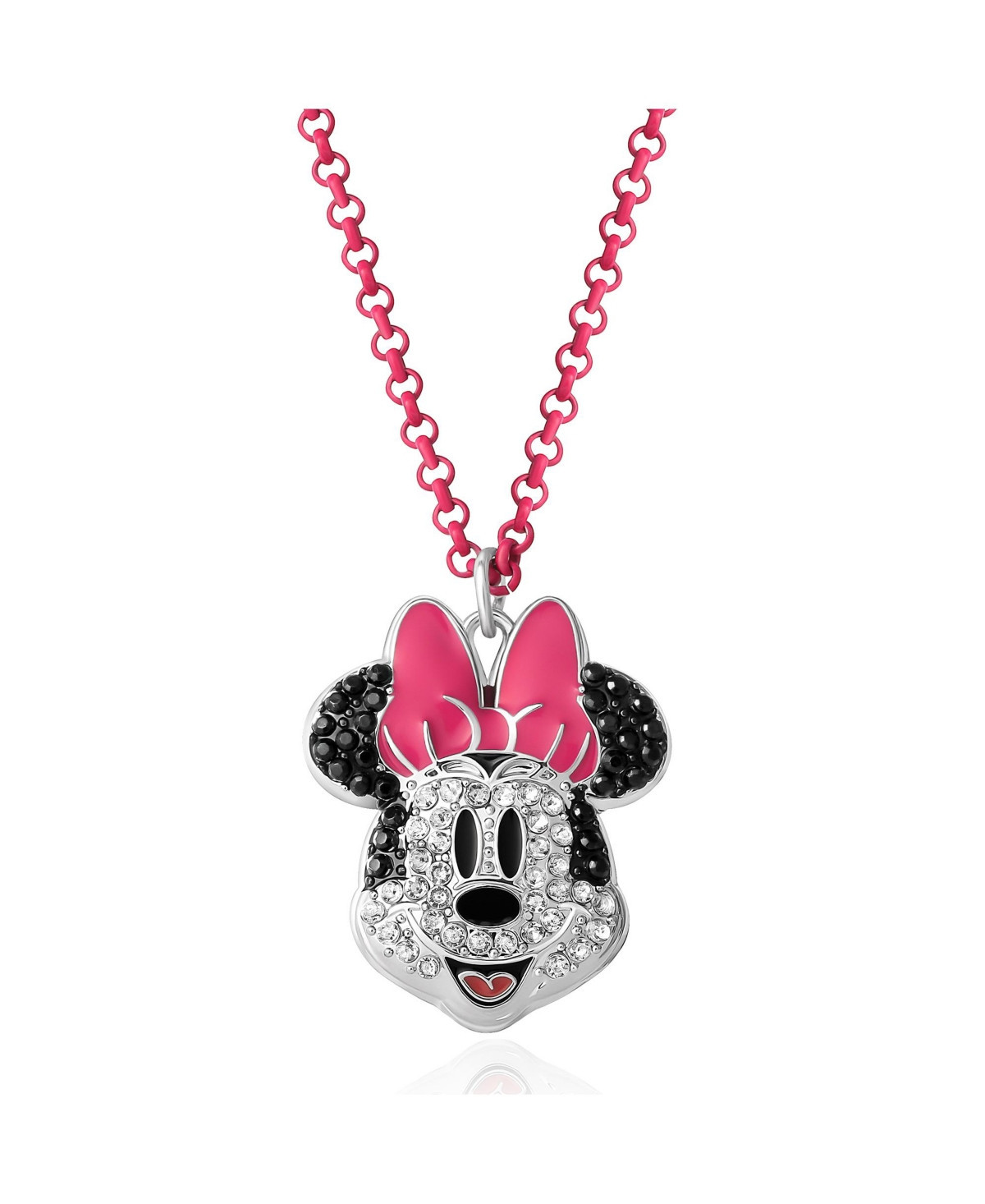 Disney Minnie Mouse Pave Pink Necklace - Pink, black | Macy's