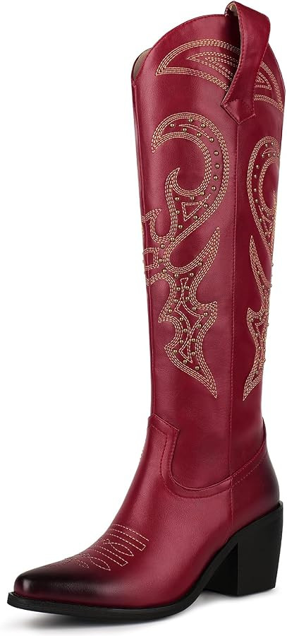 Amazon.com | wetkiss Red Western Boots for Women Red Cowboy Boots for Women Cowboy Cowgirl Boots ... | Amazon (US)