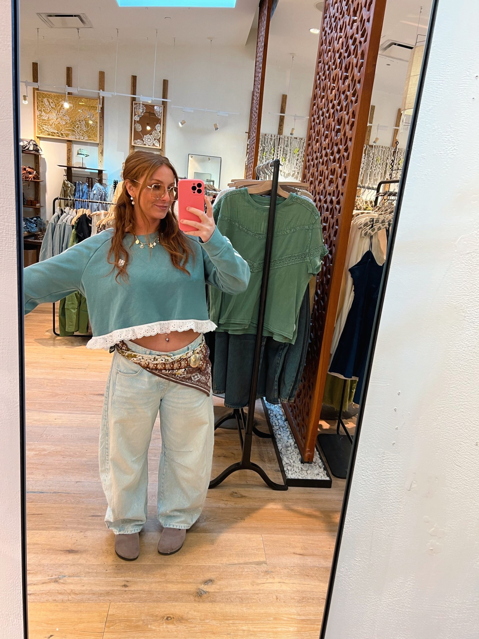 Bandana around the waist is chic!! 

#LTKootd #LTKgrwm #LTKdayinmylife