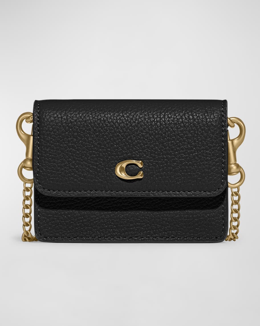 Coach Polished Leather Card Holder with Chain | Neiman Marcus