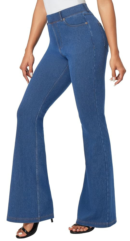 IUGA Bell Bottom Jeans for Women High Waisted Stretchy Pull On Flare Jeans Wide Leg Leggings Tumm... | Amazon (US)