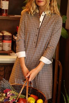 Fontaine Dress in Brown Check | Duffield Lane