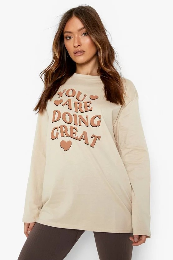 Doing Great Oversized Long Sleeve T Shirt | Boohoo.com (US & CA)